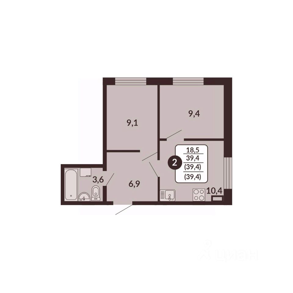 планировка квартиры 39 м2